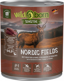 Produktbild von Wildborn Nordic Fields Hundefutter mit Rentier & Rind - 6 x 800 g