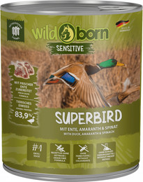 Produktbild von WILDBORN Superbird Hundefutter mit Ente, Amaranth & Spinat - 6 x 800 g