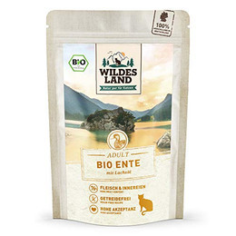 Produktbild von Wildes Land Bio Adult Ente mit Lachsöl Katzenfutter - 12 x 85 g