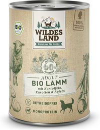 Produktbild von Wildes Land BIO Adult Lamm mit Kartoffeln, Karotten & Äpfeln - 6 x 400 g