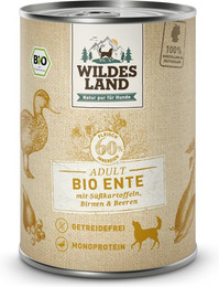 Produktbild von Wildes Land Bio Ente mit Süßkartoffel & Birne Adult - 24 x 400 g