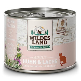 Produktbild von Wildes Land Bio Huhn & Lachs mit Cranberry Adult Katzenfutter - 12 x 85 g