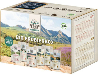 Produktbild von Wildes Land Bio Pouch Probierbox Adult Katzenfutter - 6 x 85 g