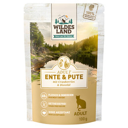 Produktbild von Wildes Land Cat Classic Adult Ente und Pute mit Distelöl - 12 x 100 g