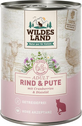 Produktbild von Wildes Land Cat Classic Adult Rind und Pute mit Distelöl - 6 x 400 g
