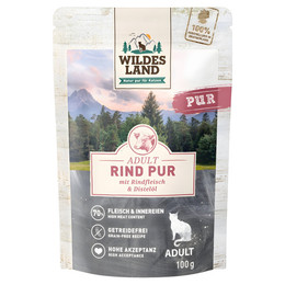 Produktbild von Wildes Land Cat PUR Adult Rind mit Distelöl - 12 x 100 g