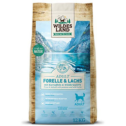 Produktbild von Wildes Land Classic Adult Forelle und Lachs mit Kartoffeln und Wildkräutern - 12 kg