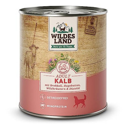 Produktbild von Wildes Land Classic Adult Kalb mit Brokkoli, Karotten, Hagebutte, Wildkräutern und Distelöl - 6 x 800 g