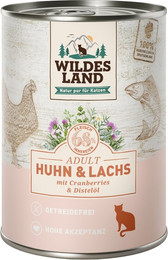 Produktbild von Wildes Land Classic Adult Katzenfutter Huhn & Lachs - 6 x 400 g