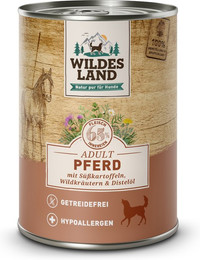 Produktbild von Wildes Land Classic Adult Pferd mit Süßkartoffeln, Wildkräutern und Distelöl - 6 x 400 g