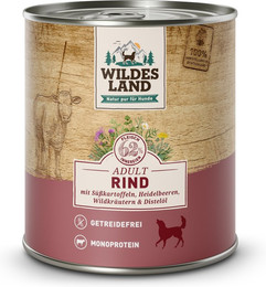 Produktbild von Wildes Land Classic Adult Rind mit Süßkartoffeln, Heidelbeeren, Wildkräutern und Distelöl - 6 x 800 g