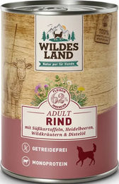 Produktbild von Wildes Land Classic Adult - Rind mit Süßkartoffeln, Heidelbeeren, Wildkräutern und Distelöl | 6 x 400 g