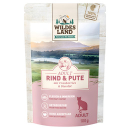 Produktbild von Wildes Land Classic Adult Rind und Pute mit Distelöl - 12 x 100 g