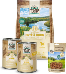 Produktbild von Wildes Land Classic Puppy Ente und Huhn - 4 x 1 kg