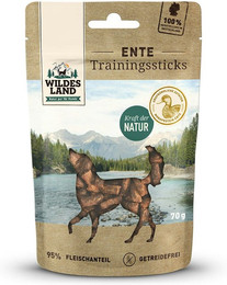 Produktbild von Wildes Land Ente Sparpaket 8 x 70g Training Sticks Hunde Snack