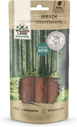 Produktbild von Wildes Land Hirsch Dörrfleisch Sparpaket 10 x 65g Hunde Snack