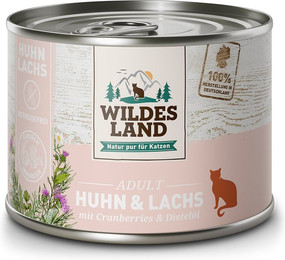 Produktbild von Wildes Land Huhn & Lachs Classic Adult Katzenfutter - 24 x 200 g