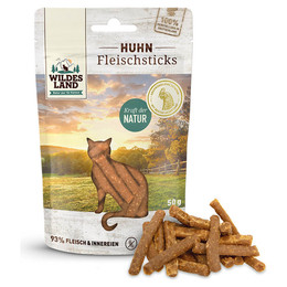 Produktbild von Wildes Land Huhn Pur Fleischsticks Katze - 9 x 50 g