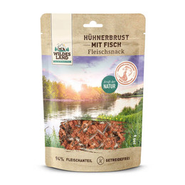 Produktbild von Wildes Land Hühnerbrust mit Fisch Fleischsnack - 5 x 200 g