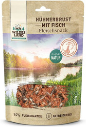 Produktbild von Wildes Land Hühnerbrust mit Fisch Sparpaket 5 x 200g Hunde Snack