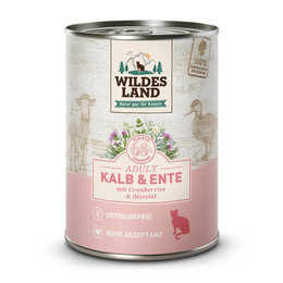 Produktbild von Wildes Land Kalb und Ente Classic Adult Nassfutter für Katzen - 6 x 400 g