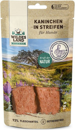 Produktbild von Wildes Land Kaninchenfleisch Streife Sparpaket 7 x 70g Hunde Snack