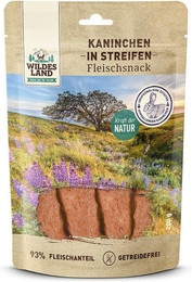 Produktbild von Wildes Land Kaninchenfleisch Streife Sparpaket 8 x 200g Hunde Snack