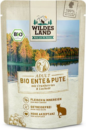 Produktbild von WILDES LAND Katze 24 x 85g Bio Ente und Pute