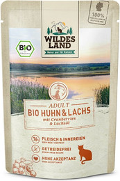 Produktbild von WILDES LAND Katze 24 x 85g Bio Huhn und Lachs