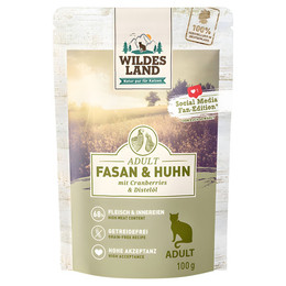 Produktbild von Wildes Land Katze Adult Fasan & Huhn - 12 x 100 g