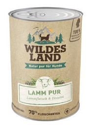 Produktbild von Wildes Land Lamm PUR mit Distelöl Adult Nassfutter für Hunde - 6 x 400 g