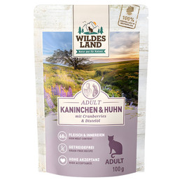 Produktbild von Wildes Land Nassfutter für Katzen Kaninchen und Huhn - 12 x 100 g