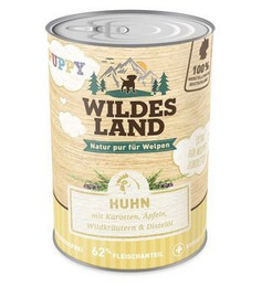 Produktbild von Wildes Land Puppy Nassfutter Huhn mit Karotte - 6 x 400 g