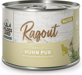 Produktbild von Wildes Land Ragout Huhn Pur mit Ringelblume & Lachsöl - 12 x 180 g
