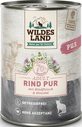 Produktbild von Wildes Land Rind mit Distelöl PUR Adult Katzenfutter - 24 x 400 g