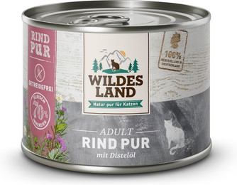 Produktbild von Wildes Land Rind mit Distelöl PUR Adult Katzenfutter - 12 x 200 g