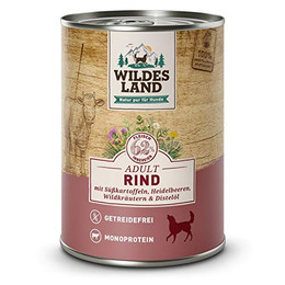 Produktbild von Wildes Land Rind mit Süßkartoffel Classic Adult Nassfutter für Hunde - 6 x 400 g