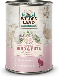 Produktbild von Wildes Land Rind und Pute mit Distelöl Classic Adult Katzenfutter - 6 x 400 g