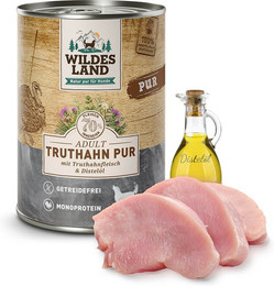 Produktbild von Wildes Land Truthahn mit Distelöl PUR Adult - 12 x 400 g