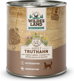 Produktbild von Wildes Land Truthahn mit Süßkartoffel Classic Adult - 12 x 800 g