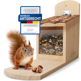 Produktbild von WILDLIFE HOME Eichhörnchen Futterhaus aus Massivholz mit Rindendach