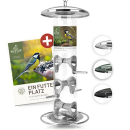 Produktbild von wildtier liebe Futtersäule 35cm aus Edelstahl für Samen & Körner - 35 cm