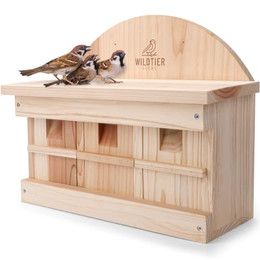 Produktbild von wildtier liebe Nistkasten für Spatzen aus Massivholz mit 3 Brutkammern