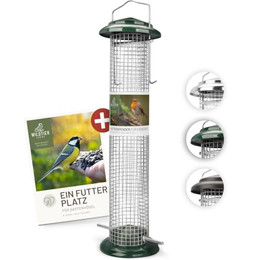 Produktbild von wildtier liebe Vogelfutterspender 38cm Grün Erdnussfutterspender aus rostfreiem Metall - 38 cm