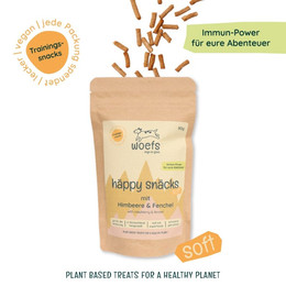 Produktbild von woefs - dogs do good Hunde Häppy Snäck mit Himbeeren & Fenchel - 80 g