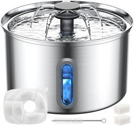 wohnTRAUM24 Trinkbrunnen 3.5L Trinkbrunnen Haustier Edelstahl Wasserspender mit Filter, Leiser Trinkbrunnen mit Filter – ideal für Katzen & kleine Hunde – Bild 1 von 5