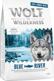 Produktbild von Wolf of Wilderness Adult Blue River Freilandhuhn & Lachs - 5 x 1 kg