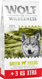 Produktbild von Wolf of Wilderness Adult "Green Fields" Lamm - getreidefrei - 12 + 3 kg gratis! 15 kg