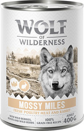Produktbild von Wolf of Wilderness Adult mit viel frischem Geflügel - Mossy Miles - Geflügel mit Kaninchen - 6 x 400 g