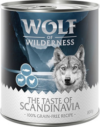 Produktbild von Wolf of Wilderness Adult The Taste Of Scandinavia Rentier Lachs Huhn - 6 x 800 g